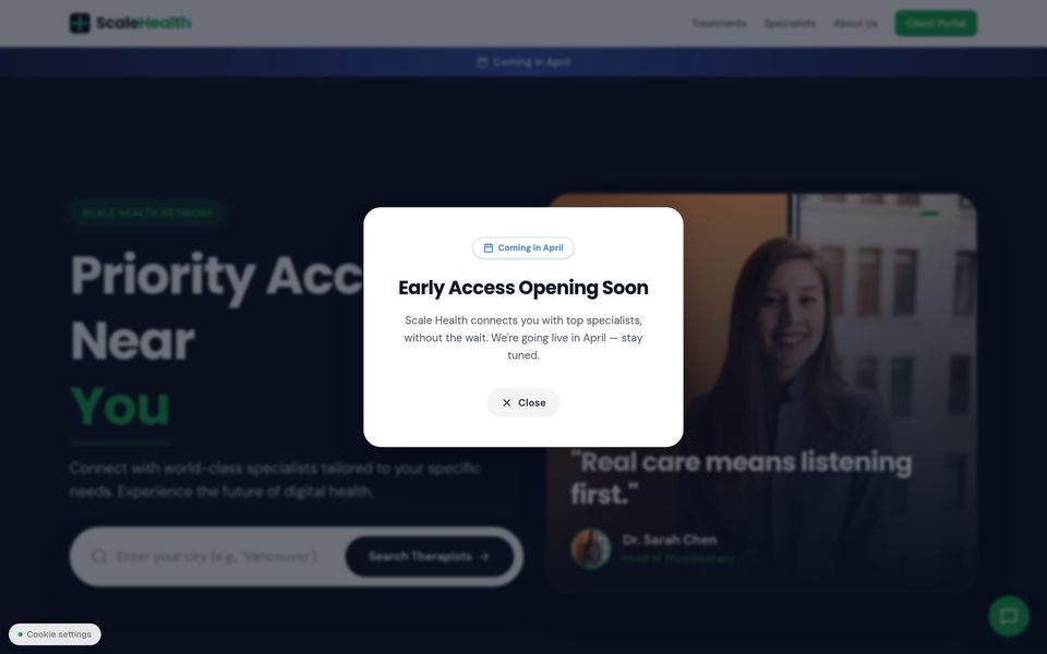 Roll Recovery early-access portal on Scale Health.